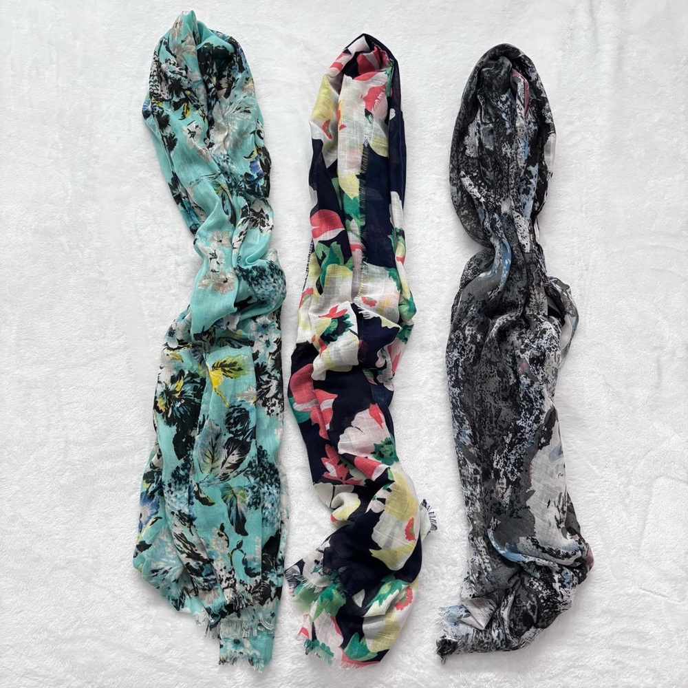 3 Multi-Colored Fashion Scarves
